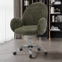 Rotating Office Chair with High Backrest and Circular Armrests, Ergonomic Design, Wide Seat, 25.5" L x 25" W x 39" H, Green(m-4)