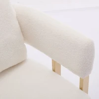2-Set Living Room Teddy Fleece Upholstered Side Chair with Gold Metal Legs, Modern Decorative Chair, 26" L x 24.5" W x 27" H, White+Gold(m-7)