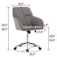 Adjustable Swivel Chair with Memory Foam Cushion and Lumbar Support, Ergonomic Office Chair with Golden Base, 25" L x 23" W x 38" H, Gray(m-3)