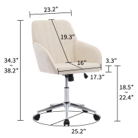 Adjustable Ergonomic Swivel Chair with Memory Foam Cushion and Lumbar Support, Office Chair with Silver Base, 25" L x 23" W x 38" H, Beige(m-3)