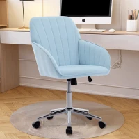 Adjustable Swivel Chair with Memory Foam Cushion and Lumbar Support, Ergonomic Office Chair with Silver Base, 25" L x 23" W x 38" H, Baby Blue(m-1)