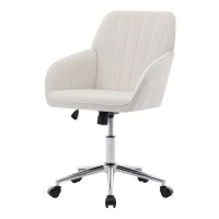 Adjustable Ergonomic Swivel Chair with Memory Foam Cushion and Lumbar Support, Office Chair with Silver Base, 25" L x 23" W x 38" H, Beige(m-9)