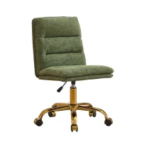 Armless Office Chair with Wheels and Fabric Cushions, Adjustable Height and Tilt, Ergonomic Design, 22" L x 21.5" W x 41" H, Green(m-9)