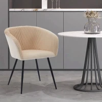 Modern Velvet Dining Chair with Armrests, Cushioned Bucket Seat, Ergonomic Design, 23" L x 22" W x 30" H, Creamy White(m-1)