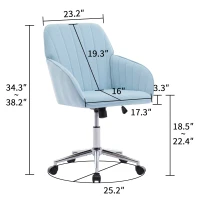 Adjustable Swivel Chair with Memory Foam Cushion and Lumbar Support, Ergonomic Office Chair with Silver Base, 25" L x 23" W x 38" H, Baby Blue(m-3)