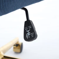 Modern Height Adjustable 360° Armchair with Ergonomic Design, Corduroy Office Desk Chair with Gold Base, 25" L x 23.5" W x 38.5" H, Blue(m-8)