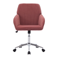 Adjustable Swivel Chair with Memory Foam Cushion and Lumbar Support, Ergonomic Office Chair with Silver Base, 25" L x 23" W x 38" H, Rose Red