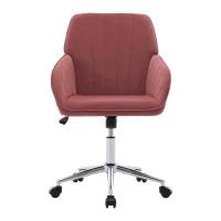 Adjustable Swivel Chair with Memory Foam Cushion and Lumbar Support, Ergonomic Office Chair with Silver Base, 25" L x 23" W x 38" H, Rose Red(m-2)