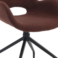 Teddy Velvet Upholstered Chair with Metal Legs for Bedroom, 360 Degree Rotating Computer Chair, 23" L x 22.5" W x 32.5" H, Dark Brown(m-12)