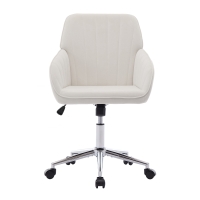 Adjustable Ergonomic Swivel Chair with Memory Foam Cushion and Lumbar Support, Office Chair with Silver Base, 25" L x 23" W x 38" H, Beige