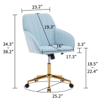 Adjustable Ergonomic Swivel Chair with Memory Foam Cushion, Office Chair with Golden Base, Lumbar Support, 25" L x 23" W x 38" H, Baby Blue(m-3)