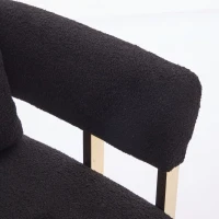Modern Living Room Side Chair with Gold Metal Legs, Teddy Fleece Upholstered, Ergonomic Design, 26" L x 24.5" W x 27" H, Black+Gold(m-6)