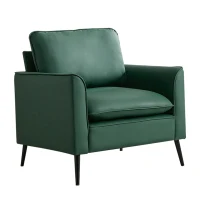 Leather Upholstered Sofa Chair of Nordic Retro Light Luxury for Living Room and Bedroom, Single Casual Sofa, 31.5" L x 26" W x 31.5" H, Green(m-9)