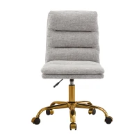 Armless Office Chair with Wheels and Fabric Cushions, Adjustable Height and Tilt, Ergonomic Design, 22" L x 21.5" W x 41" H, Grey(m-2)