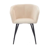 Modern Velvet Dining Chair with Armrests, Cushioned Bucket Seat, Ergonomic Design, 23" L x 22" W x 30" H, Creamy White(m-2)