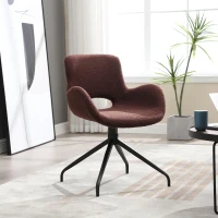 Teddy Velvet Upholstered Chair with Metal Legs for Bedroom, 360 Degree Rotating Computer Chair, 23" L x 22.5" W x 32.5" H, Dark Brown(m-1)