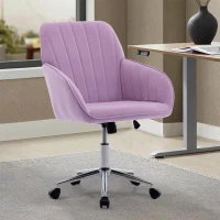 Adjustable Ergonomic Swivel Chair with Memory Foam Cushion and Lumbar Support, Office Chair with Silver Base, 25" L x 23" W x 38" H, Lilac(m-5)