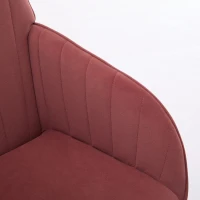 Ergonomic Adjustable Swivel Chair with Velvet Cushion and Lumbar Support, Office Chair with Golden Base, 25" L x 23" W x 38" H, Rose Red(m-7)