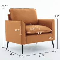 Leather Upholstered Sofa of Nordic Retro Light Luxury for Living Room and Bedroom, Single Casual Sofa, 31.5" L x 26" W x 31.5" H, Brown(m-3)