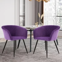Modern Velvet Dining Chair with Armrests, Cushioned Bucket Seat, Ergonomic Design, 23" L x 22" W x 30" H, Purple(m-5)