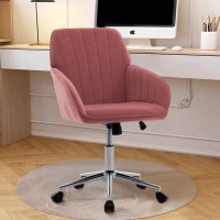 Adjustable Swivel Chair with Memory Foam Cushion and Lumbar Support, Ergonomic Office Chair with Silver Base, 25" L x 23" W x 38" H, Rose Red(m-4)