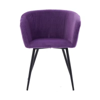 Modern Velvet Dining Chair with Armrests, Cushioned Bucket Seat, Ergonomic Design, 23" L x 22" W x 30" H, Purple(m-2)
