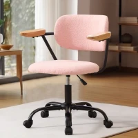 Height Adjustable Computer Chair with 360° Rotating Wheels, Ergonomic Backrest Support and Armrests, 26.5" L x 22" W x 33.5" H, Pink(m-1)