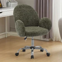 Rotating Office Chair with High Backrest and Circular Armrests, Ergonomic Design, Wide Seat, 25.5" L x 25" W x 39" H, Green(m-1)