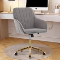 Adjustable Swivel Chair with Memory Foam Cushion and Lumbar Support, Ergonomic Office Chair with Golden Base, 25" L x 23" W x 38" H, Gray(m-4)