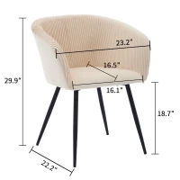 Modern Velvet Dining Chair with Armrests, Cushioned Bucket Seat, Ergonomic Design, 23" L x 22" W x 30" H, Creamy White(m-3)