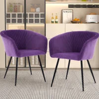 Modern Velvet Dining Chair with Armrests, Cushioned Bucket Seat, Ergonomic Design, 23" L x 22" W x 30" H, Purple(m-6)