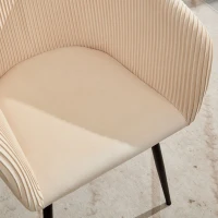 Modern Velvet Dining Chair with Armrests, Cushioned Bucket Seat, Ergonomic Design, 23" L x 22" W x 30" H, Creamy White(m-9)