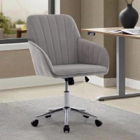 Adjustable Swivel Chair with Memory Foam Cushion and Lumbar Support, Ergonomic Office Chair with Silver Base, 25" L x 23" W x 38" H, Gray(m-4)