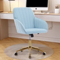 Adjustable Ergonomic Swivel Chair with Memory Foam Cushion, Office Chair with Golden Base, Lumbar Support, 25" L x 23" W x 38" H, Baby Blue(m-1)