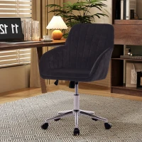 Adjustable Ergonomic Swivel Chair with Memory Foam Cushion and Lumbar Support, Office Chair with Silver Base, 25" L x 23" W x 38" H, Black(m-1)
