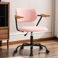Height Adjustable Computer Chair with 360° Rotating Wheels, Ergonomic Backrest Support and Armrests, 26.5" L x 22" W x 33.5" H, Pink(m-4)