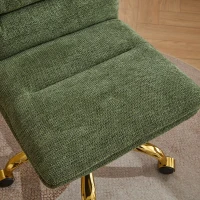 Armless Office Chair with Wheels and Fabric Cushions, Adjustable Height and Tilt, Ergonomic Design, 22" L x 21.5" W x 41" H, Green(m-7)