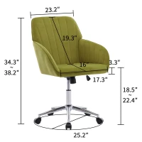 Adjustable Swivel Chair with Memory Foam Cushion and Lumbar Support, Ergonomic Office Chair with Silver Base, 25" L x 23" W x 38" H, Pale Green(m-3)