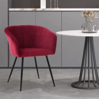 Modern Velvet Dining Chair with Armrests, Cushioned Bucket Seat, Ergonomic Design, 23" L x 22" W x 30" H, Wine Red(m-1)
