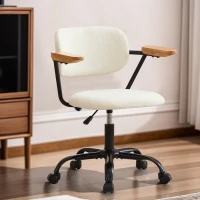 Height Adjustable Computer Chair with 360° Rotating Wheels, Ergonomic Backrest and Armrests, 26.5" L x 22" W x 33.5" H, White(m-4)