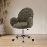 Rotating Office Chair with High Backrest and Circular Armrests, Ergonomic Design, Wide Seat, 25.5" L x 25" W x 39" H, Green(m-5)