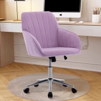 Adjustable Ergonomic Swivel Chair with Memory Foam Cushion and Lumbar Support, Office Chair with Silver Base, 25" L x 23" W x 38" H, Lilac(m-4)