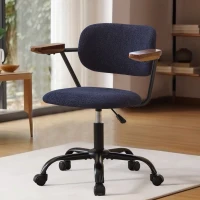 Height Adjustable Computer Chair with 360° Rotating Wheels, Ergonomic Backrest Support and Armrests, 26.5" L x 22" W x 33.5" H, Blue(m-1)
