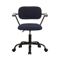 Height Adjustable Computer Chair with 360° Rotating Wheels, Ergonomic Backrest Support and Armrests, 26.5" L x 22" W x 33.5" H, Blue(m-2)