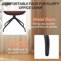 Teddy Velvet Upholstered Chair with Metal Legs for Bedroom, 360 Degree Rotating Computer Chair, 23" L x 22.5" W x 32.5" H, Dark Brown(m-7)