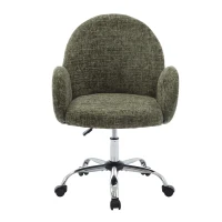 Rotating Office Chair with High Backrest and Circular Armrests, Ergonomic Design, Wide Seat, 25.5" L x 25" W x 39" H, Green(m-2)