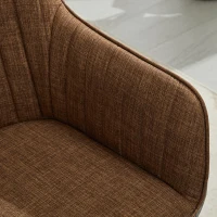 Leather Splicing Linen Dining Chair with Cushioned Seat and Metal Legs, Ergonomic Armchair, 25" L x 23" W x 33" H, Black+Brown+Grey(m-7)