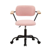Height Adjustable Computer Chair with 360° Rotating Wheels, Ergonomic Backrest Support and Armrests, 26.5" L x 22" W x 33.5" H, Pink(m-2)