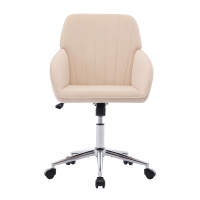 Adjustable Swivel Chair with Memory Foam Cushion and Lumbar Support, Ergonomic Office Chair with Silver Base, 25" L x 23" W x 38" H, khaki