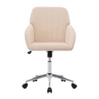 Adjustable Swivel Chair with Memory Foam Cushion and Lumbar Support, Ergonomic Office Chair with Silver Base, 25" L x 23" W x 38" H, khaki(m-2)